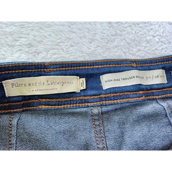 ANTHROPOLOGIE Pilcro & Letterpress Flare High Rise Trouser Bootcut in Blue sz 28 - Picture 10 of 11